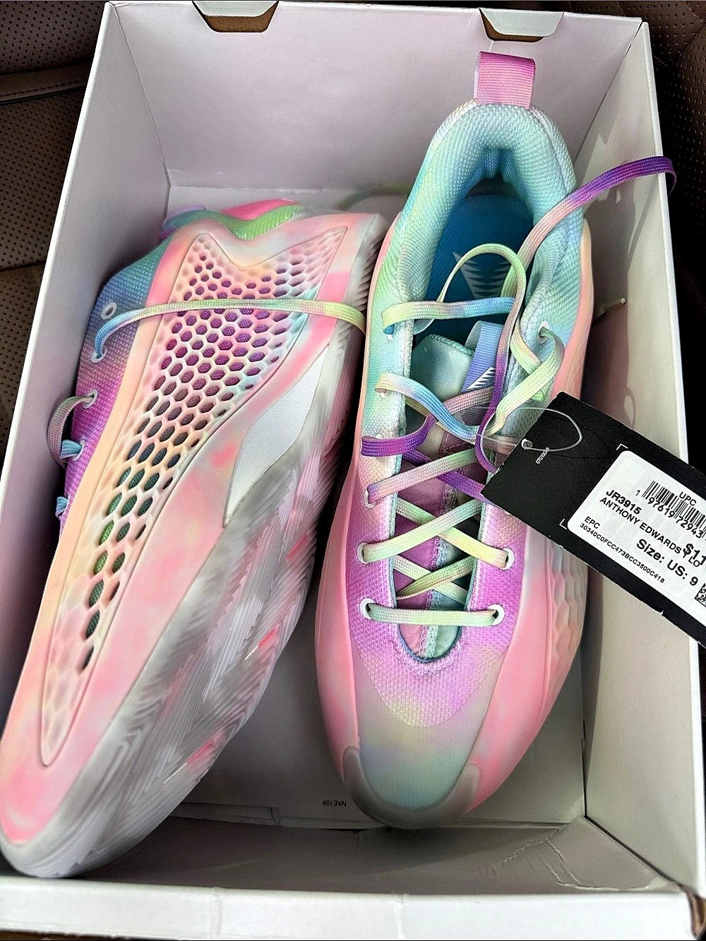 adidas Anthony Edwards 1 Basketball Sneakers Pink & Green US 9